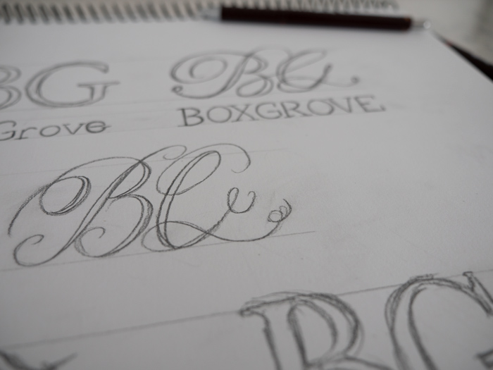 Logo-sketch-1 logo concept sketches on paper - BoxGrove weddings